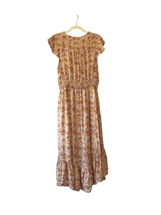 Lucky Brand Floral Flutter Sleeve High Low Maxi Dress Size Large - Picture 8 of 14